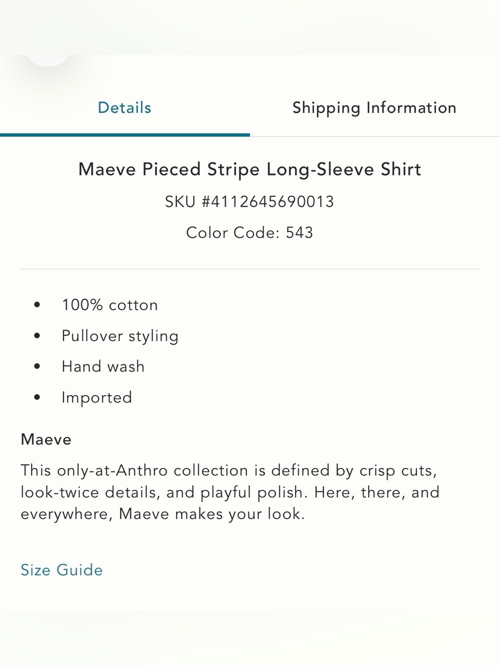 Maeve Anthropologie Pieced long sleeve striped shirt navy/white Sz M NWT - Picture 4 of 8